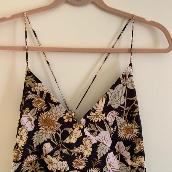 H&M v-neck satin floral print Strappy dress NWOT Size Medium - Picture 3 of 8